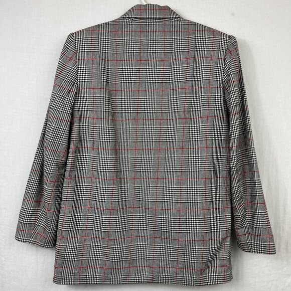 Talbots Houndstooth Plaid Cotton Blazer Women SP Oversized Academia US Made 90s - Picture 4 of 12